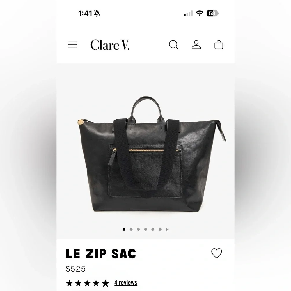 Clare V Black Le Zip Sac with travel pouch - Picture 1 of 12